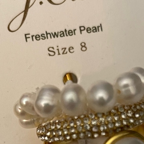 JCREW Pearl and Crystal Rings set-of-three NWT Size 8 Gold Finish - Picture 4 of 5